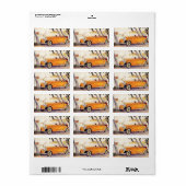  familievakantie in een converteerbare auto etiket (Full Sheet)