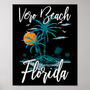 Familievakantie retro Sunset Florida Vero Beach Poster