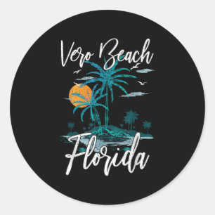 Familievakantie retro Sunset Florida Vero Beach Ronde Sticker