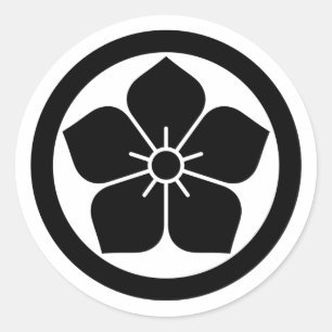 [Familiewapens] Kikyo bloem binnen een cirkel Ronde Sticker