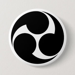 [Familiewapens] Links-draaiende Mitsu-domoe Ronde Button 7,6 Cm