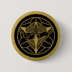 Familiewapens] mussen en bamboebladeren ronde button 5,7 cm