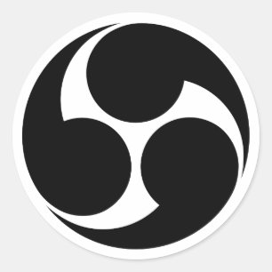 [Familiewapens] Rechtsdraaiende Mitsu-domoe Ronde Sticker