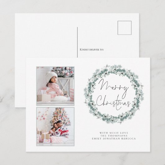 Famille 2 Photo couronne Turquoise Joyeuse carte d (Devant / Derrière)