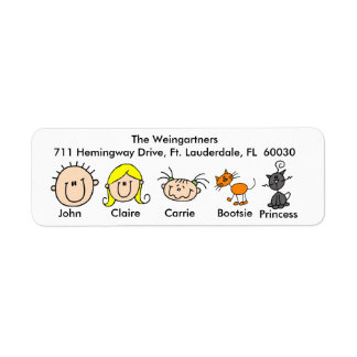 Famille Avec Deux Chats Étiquettes de adresse