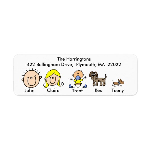 Famille Avec Deux Chiens Étiquettes de adresse (Devant)