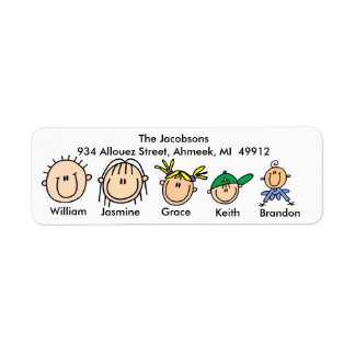 Famille Avec Trois Enfants Étiquettes de adresse