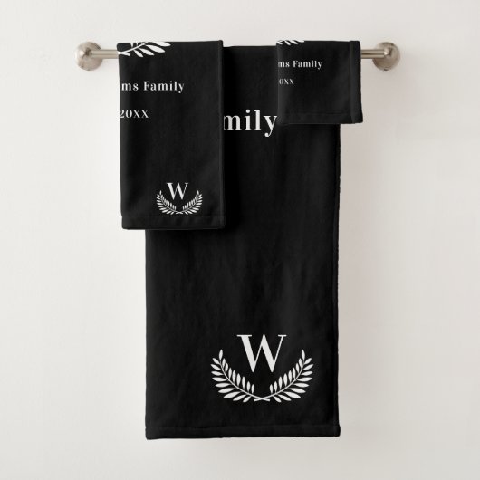 Famille blanche noire monogramme classique initial (En situation)