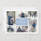 Famille Bleue Moderne 8 Photo Collage Carte de Noë (Devant)