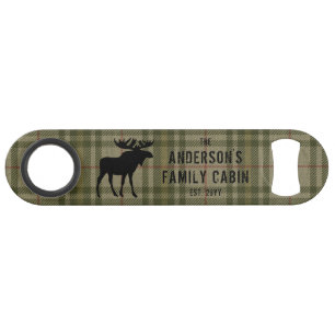 Famille Cabine Moose Pine Trees Sage Green Plaid