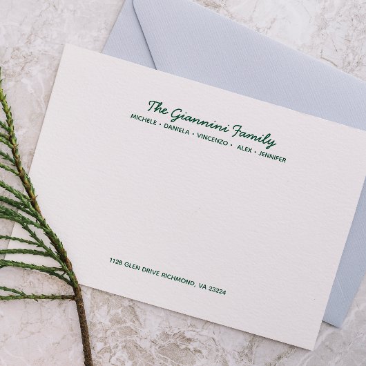 FAMILLE CARTES POUR NOTES Cursive Nom Adresse HUNT