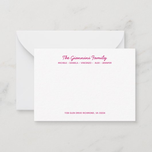 FAMILLE CARTES POUR NOTES Cursive Nom Adresse MAGE (Devant)
