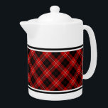 Famille Cunningham Tartan Rouge et noir Plaid<br><div class="desc">Teapot avec la famille Cunningham clan tartan motif. Plaid traditionnel écossais vintage 1842 en rouge,  noir et blanc. Choisissez entre deux tailles. Des tasses et des tasses assorties sont disponibles.</div>