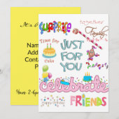 Famille d'amis Bonne invitation d'anniversaire (Devant / Derrière)