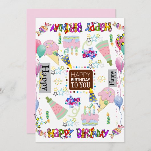 Famille d'amis Bonne invitation d'anniversaire (Devant / Derrière)