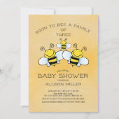 Famille de 3 Baby showers d'abeilles Invitation (Devant)