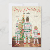 Famille de 3 - Carte de vacances à plat (Devant)