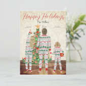 Famille de 3 - Carte de vacances à plat (Debout devant)