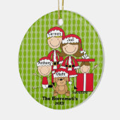 Famille de 4 avec Ornement de Noël de Chien (Gauche)