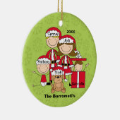 Famille de 4 avec ornement de Noël de chien (Droite)