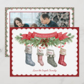 Famille de 4 | Carte de vacances de Noël Stocker (Devant / Derrière)