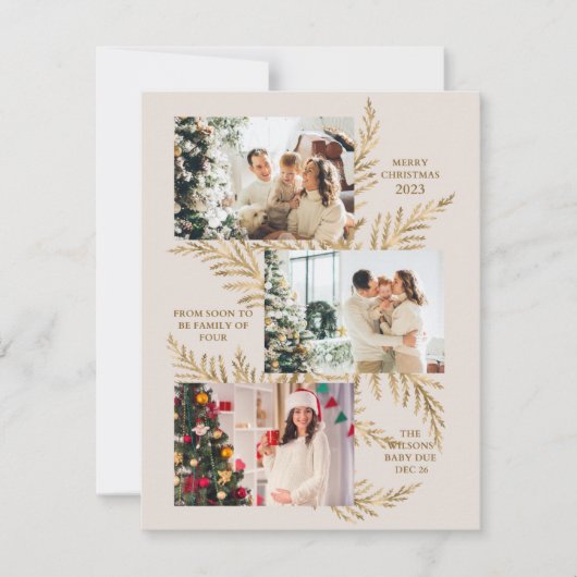Famille de 4 Wreath Xmas faire-part de grossesse j (Devant)