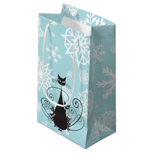 Famille de chats noirs Flakes blancs sur Sac cadea (Devant Angle)
