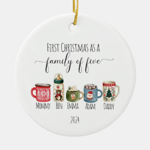 Famille de cinq ornement en céramique de Noël