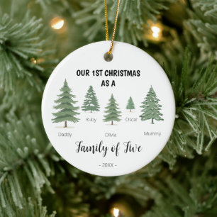 Famille de Cinq Premier Noël Ornement