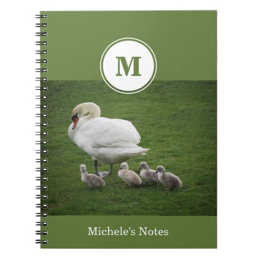 Famille de cygne en vert Carnet photo (Devant)