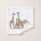 Famille de girafe dans l'ensemble Brown et beige (Gant de toilette)