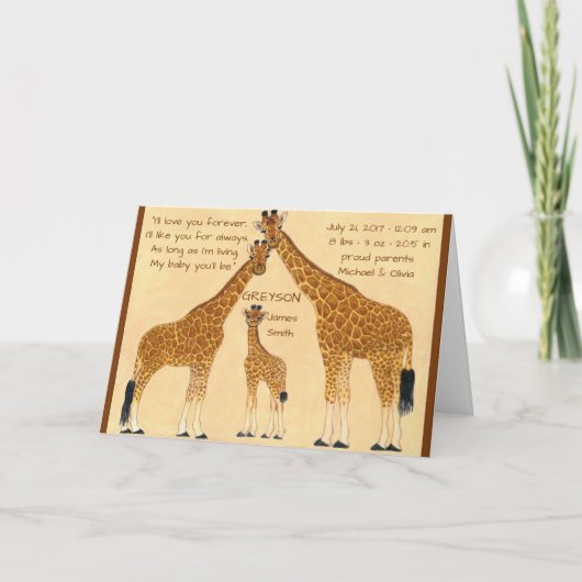 Famille de Giraffe - Faire-part de naissance (Devant)