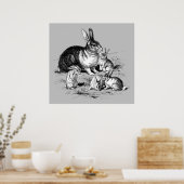 Famille de lapins - Impression d'archives (Cuisine)