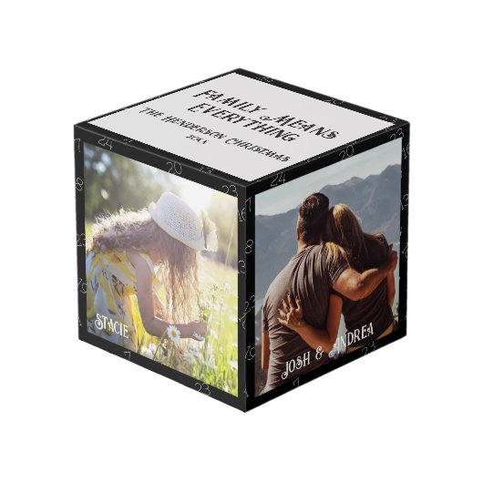 Famille de Noël Cube 4 Photo, Compte à rebours (Angle devant)