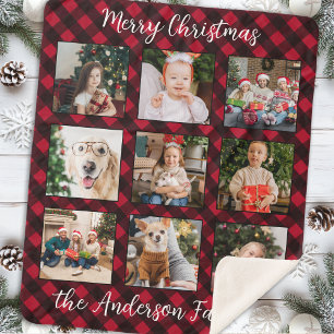 Famille de Noël Plaid Collage photo personnalisé