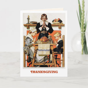 Famille de pèlerins. Cartes de voeux Thanksgiving