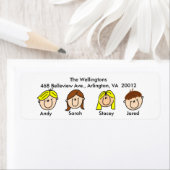 Famille de quatre Étiquettes de adresse (En situation)