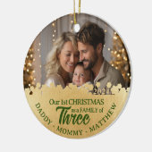 Famille de trois ornement photo Premier Noël (Gauche)