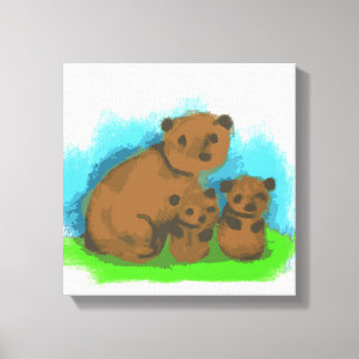Famille de trois ours mignonne sur toile