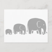 famille d'éléphants de trois - gris sur carte post (Devant)