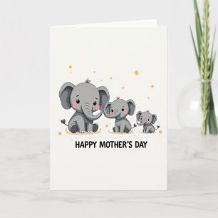 Famille Éléphant Douce Carte
