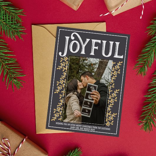 Famille Joyeux Noël Pregnant Photo Carte de vacanc