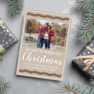 Famille Joyeux Noël Vacances Carte photo enceinte