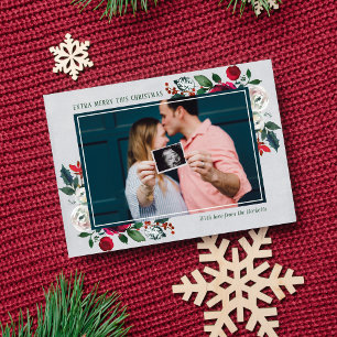 Famille Joyeux Noël Vacances Carte photo enceinte