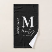 Famille moderne noire personnalisée Monogramme (Serviette à main)