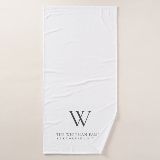 Famille Monogramme Charbon blanc initial (Serviette de bain)