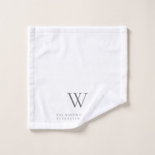 Famille Monogramme Charbon blanc initial (Gant de toilette)
