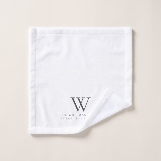 Famille Monogramme Moderne Charbon blanc (Gant de toilette)