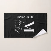 Famille monogramme moderne marine élégant monochro (Serviette à main)