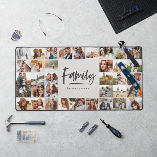 famille multi photo élégant gris moderne (Poste de travail)